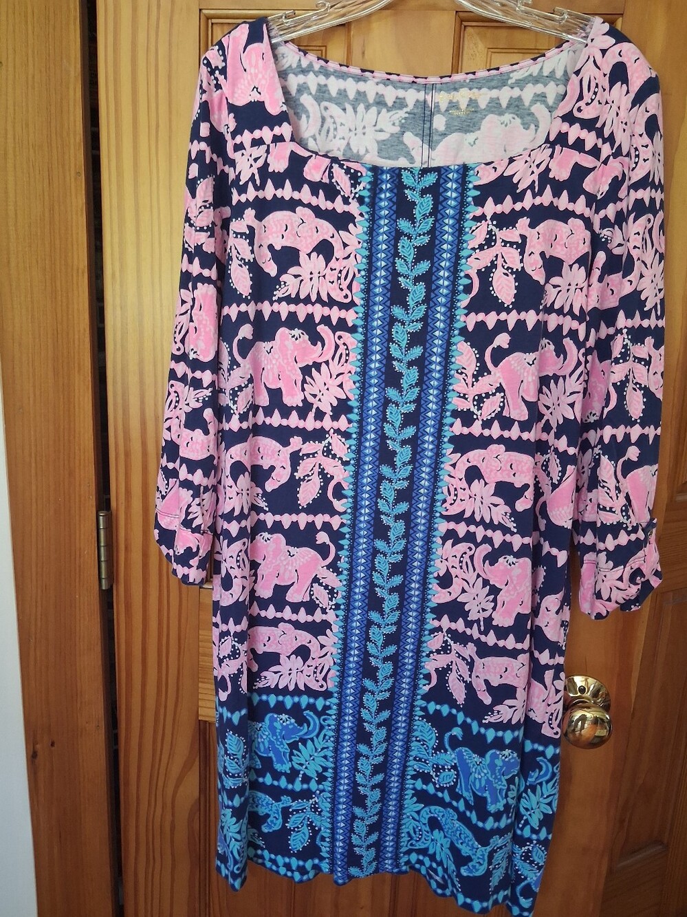 Lilly Pulitzer Bailee Dress "High Tide Navy Perfect Pair" 100% cotton EUC XL